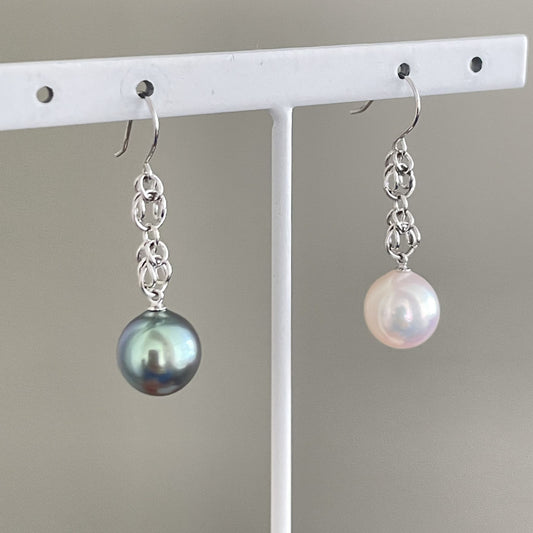 アコヤ&黒蝶パールピアス/フックタイプ