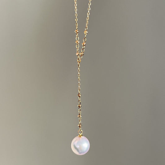 アコヤパールペンダント/ミラーボール付チェーン/Y字