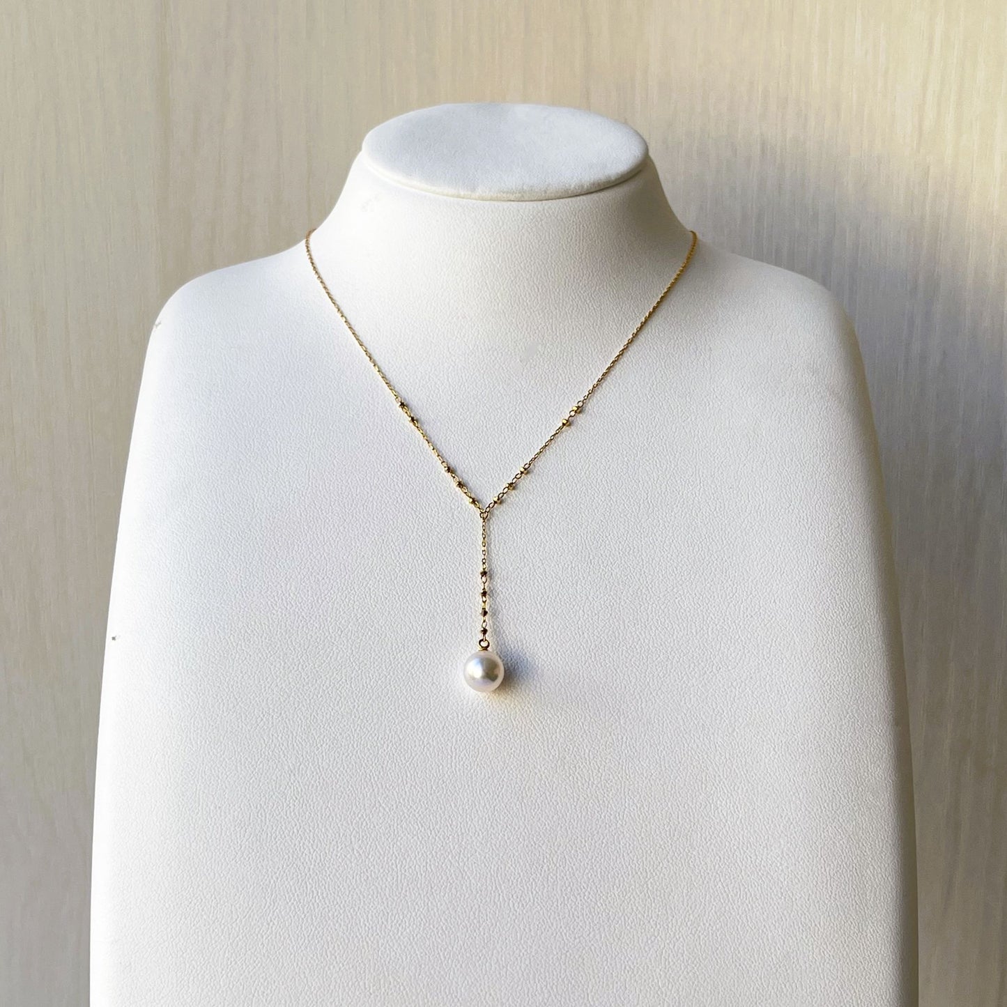 アコヤパールペンダント/ミラーボール付チェーン/Y字