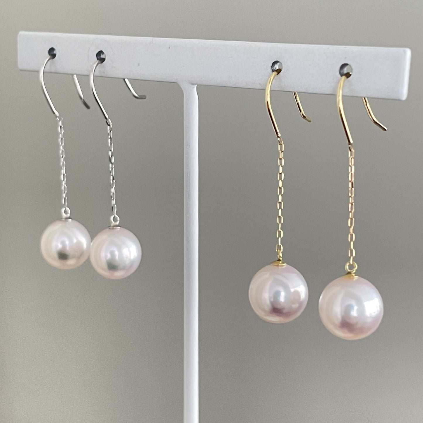 アコヤパールフックピアス/チェーンブラ