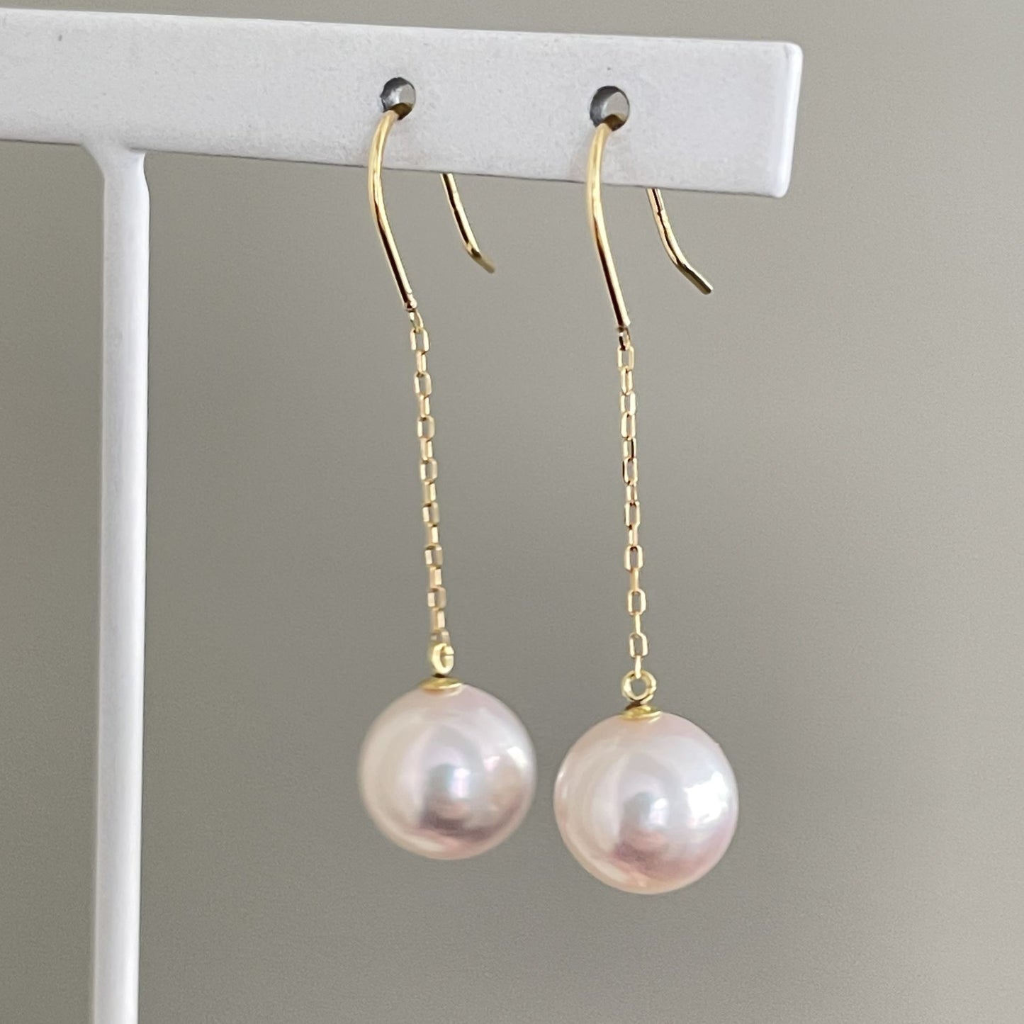 アコヤパールフックピアス/チェーンブラ