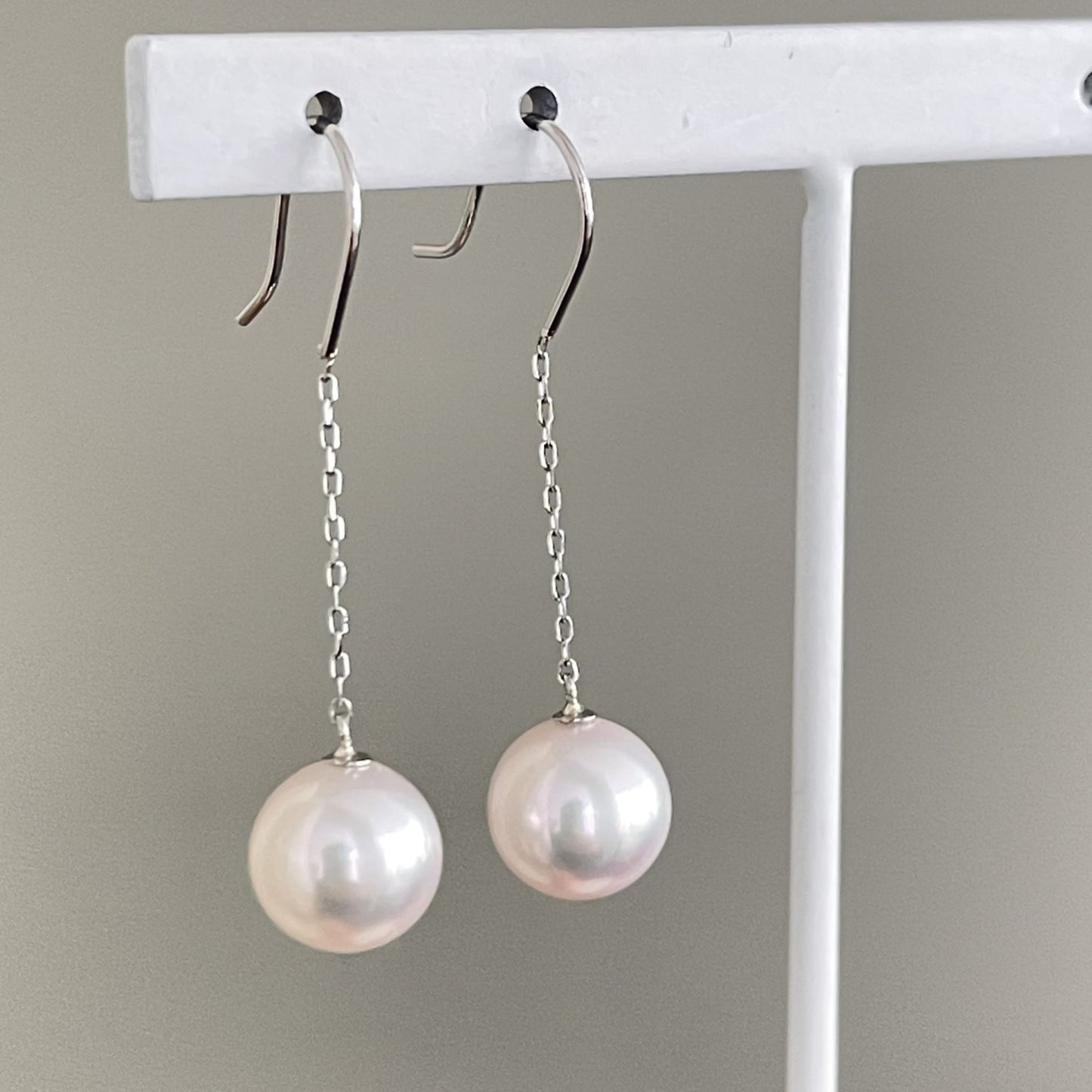 アコヤパールフックピアス/チェーンブラ