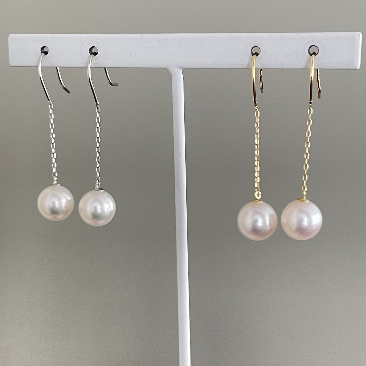 アコヤパールフックピアス/チェーンブラ