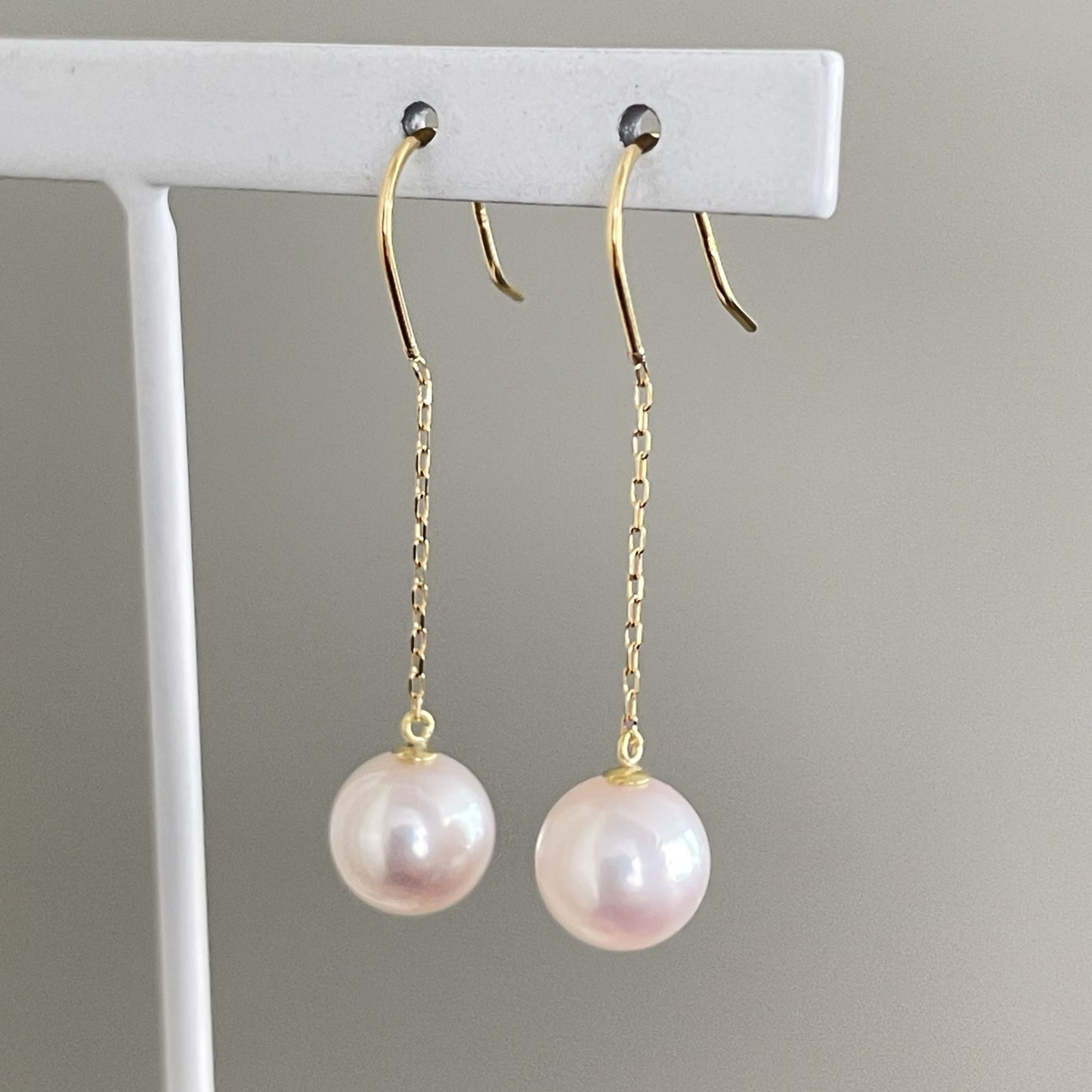 アコヤパールフックピアス/チェーンブラ