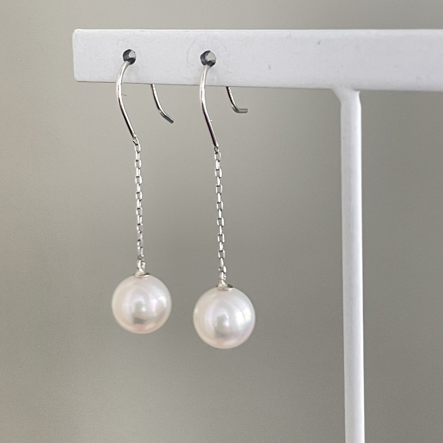 アコヤパールフックピアス/チェーンブラ