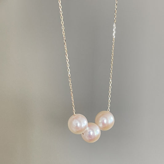 【First pearlにおすすめ】アコヤパールスルーネックレス/3pc