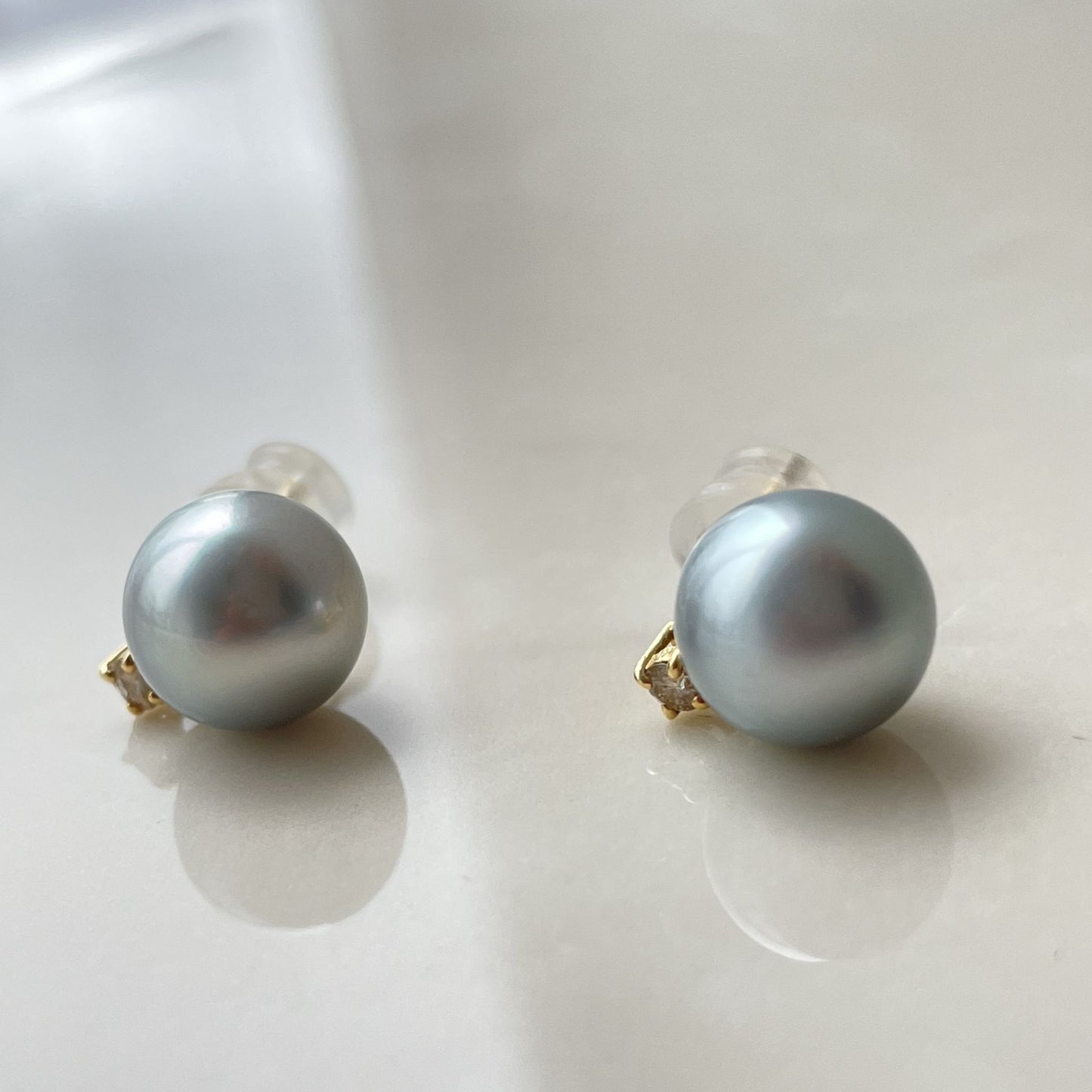 黒蝶パールピアス/ダイヤ/GR