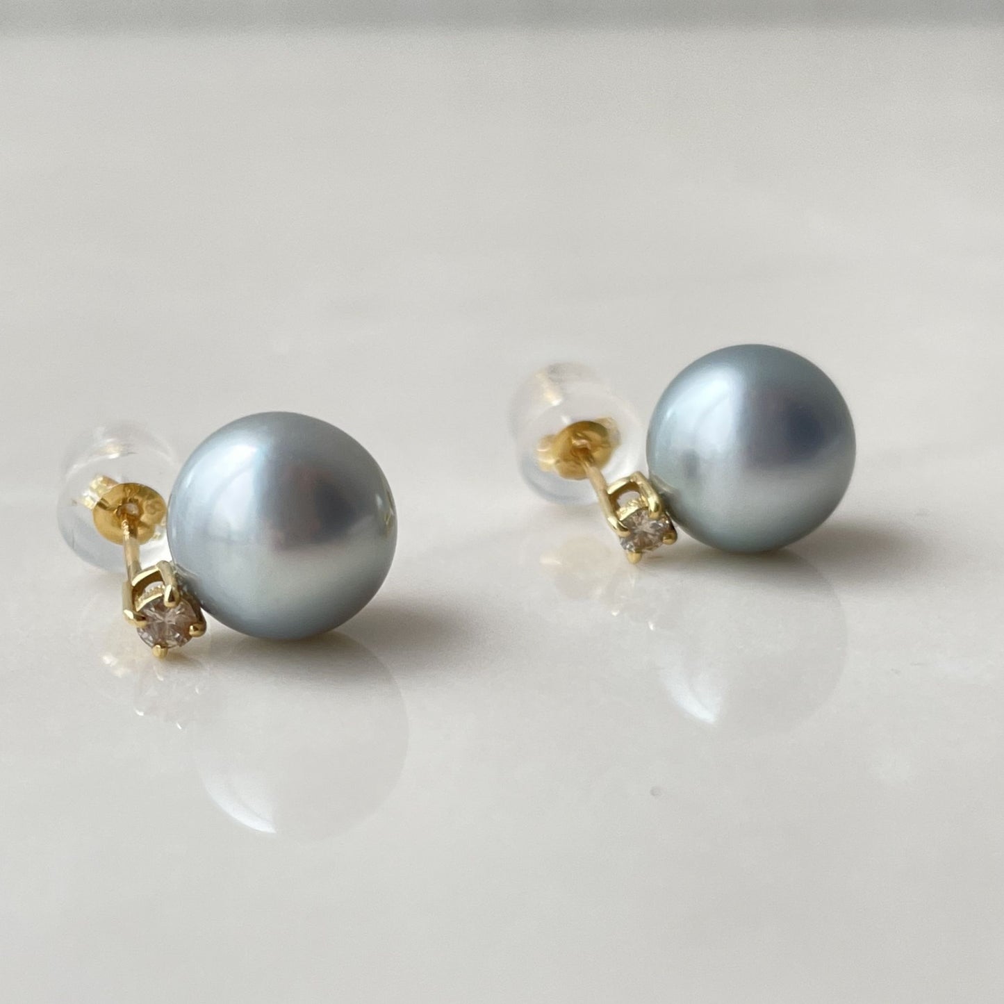 黒蝶パールピアス/ダイヤ/GR