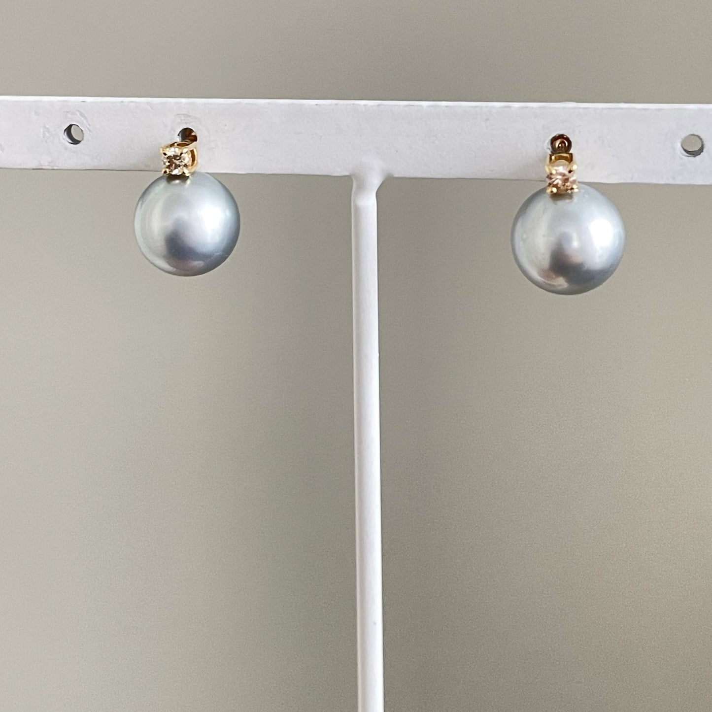 黒蝶パールピアス/ダイヤ/GR