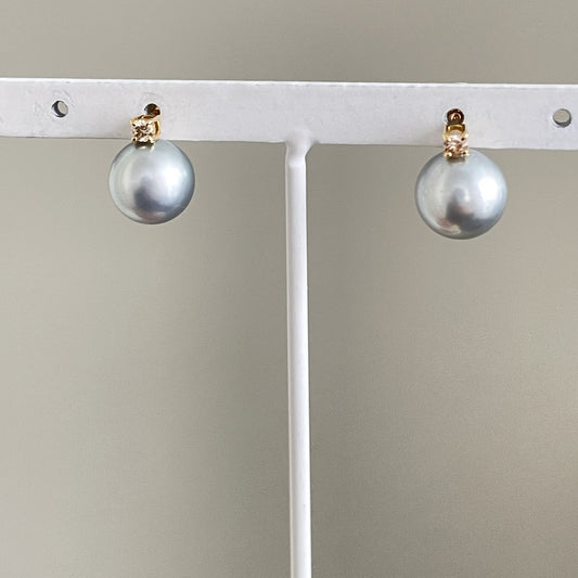 黒蝶パールピアス/ダイヤ/GR