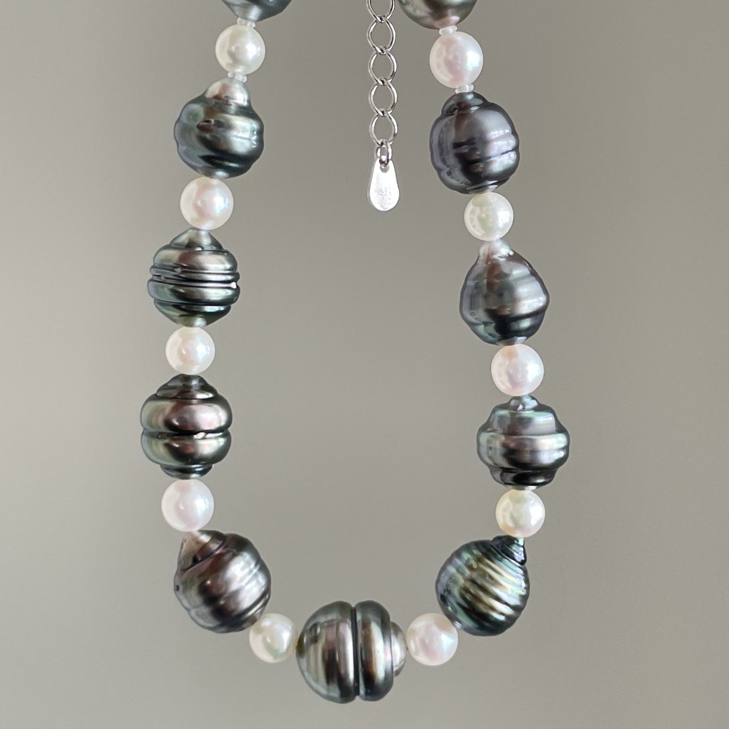 黒蝶＆アコヤパールブレスレット/長め