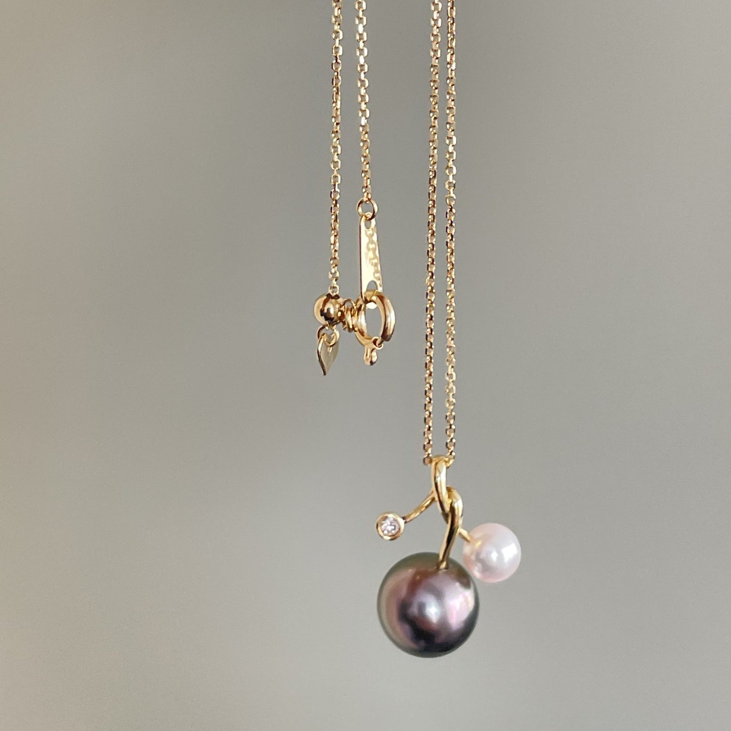 黒蝶&アコヤパールペンダント/K18YG