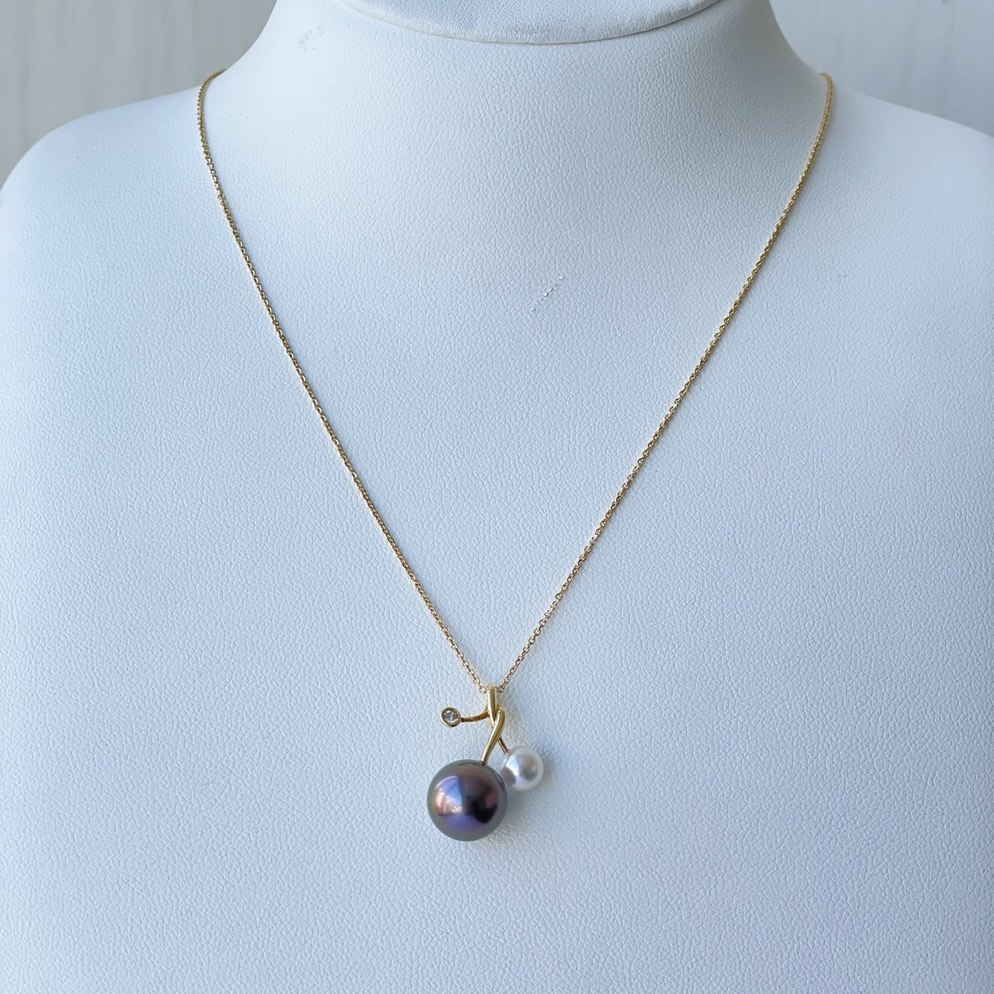 黒蝶&アコヤパールペンダント/K18YG