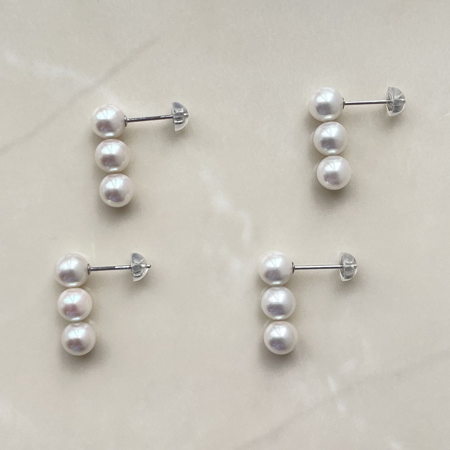 アコヤパールピアス/縦3pcs/K14WG