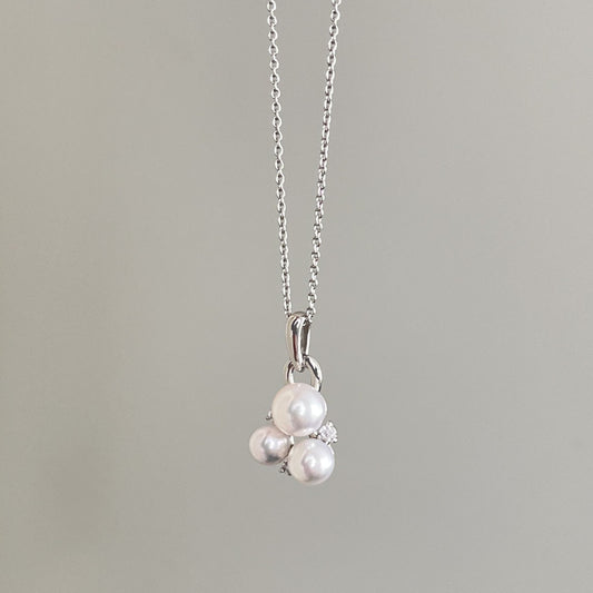 アコヤパールペンダント/3pcs/ダイヤ/ブドウ型