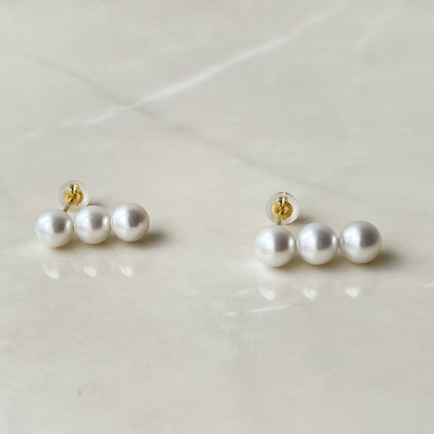 アコヤパールピアス/縦3pcs