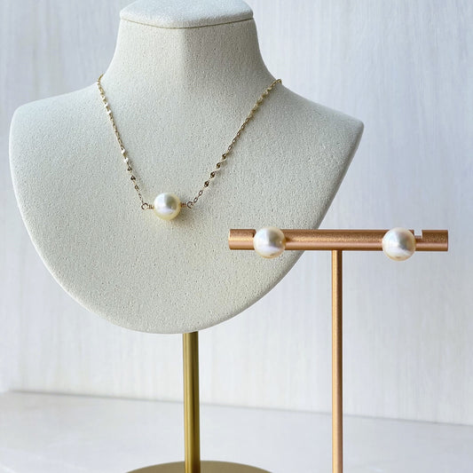 【クリスマスフェア】アコヤパールペンダント&ピアス/ナチュラルゴールド