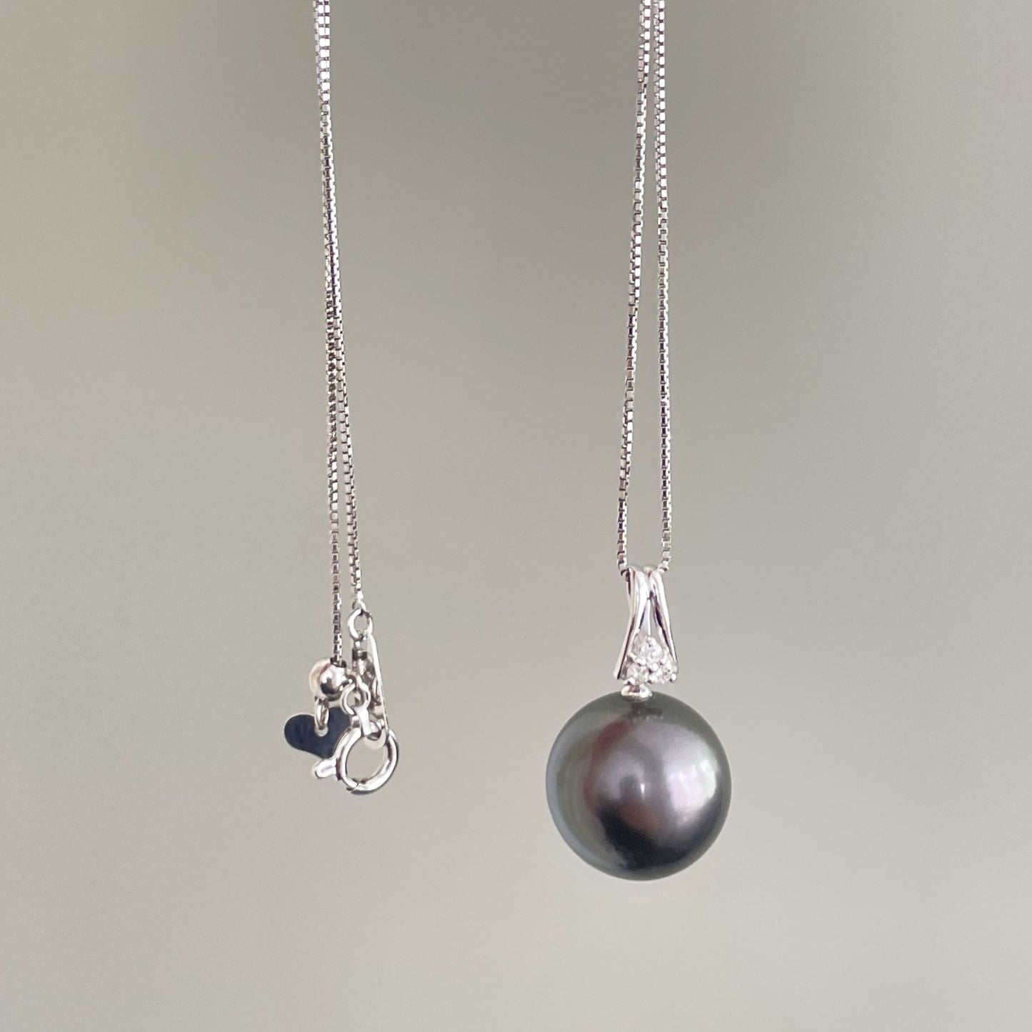 黒蝶パールペンダント/K18WG/ダイヤ