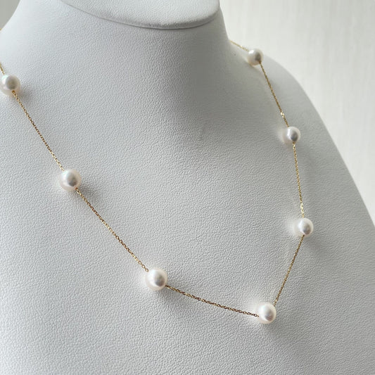 アコヤパールステーションネックレス/12pcs/Y字